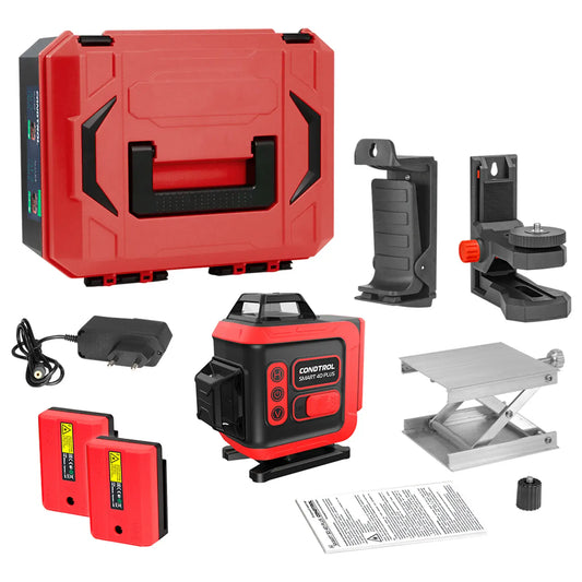 CONDTROL Kreuzlinienlaser Smart 4D Plus mit grünem Laser für fliesenleger mit Wandhalterung 2 Akkus Hebeplatform