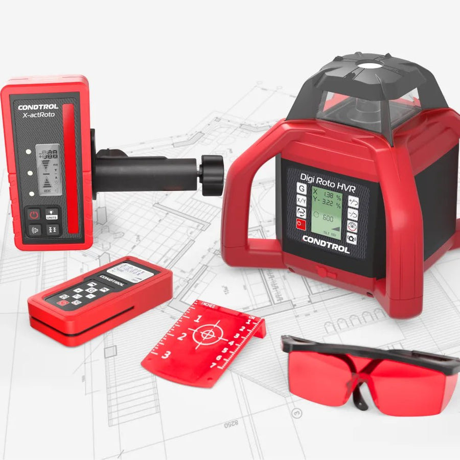 Rotationslaser-Bundle CONDTROL Digi Roto HVR + GEO Stativ + Flexi Staff