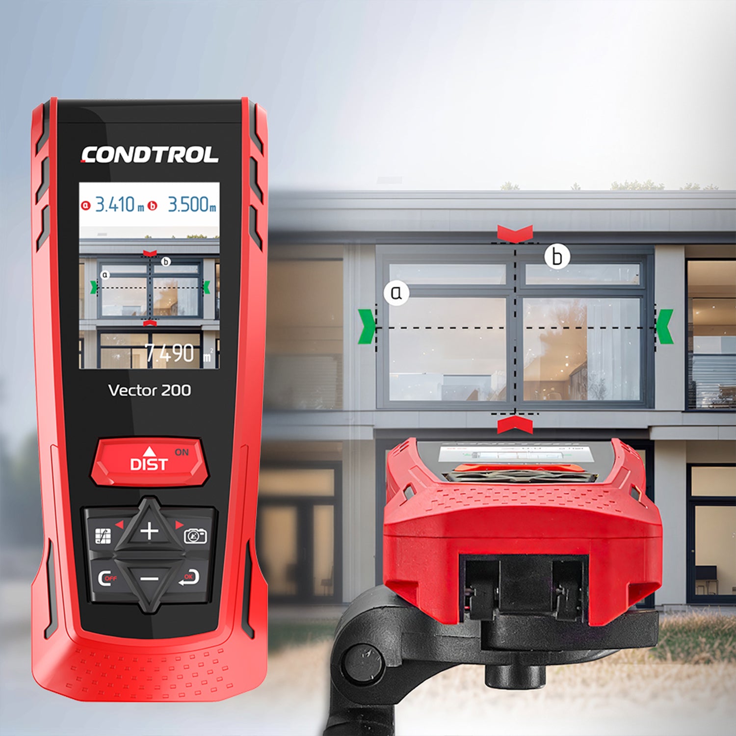 Vector 200 bei der Fenstervermessung – Darstellung horizontaler und vertikaler Abstände