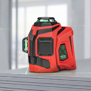 Lieferumfang XLiner 3D mit Wandhalterung, Klemmhalterung, zwei Akkus und Koffer