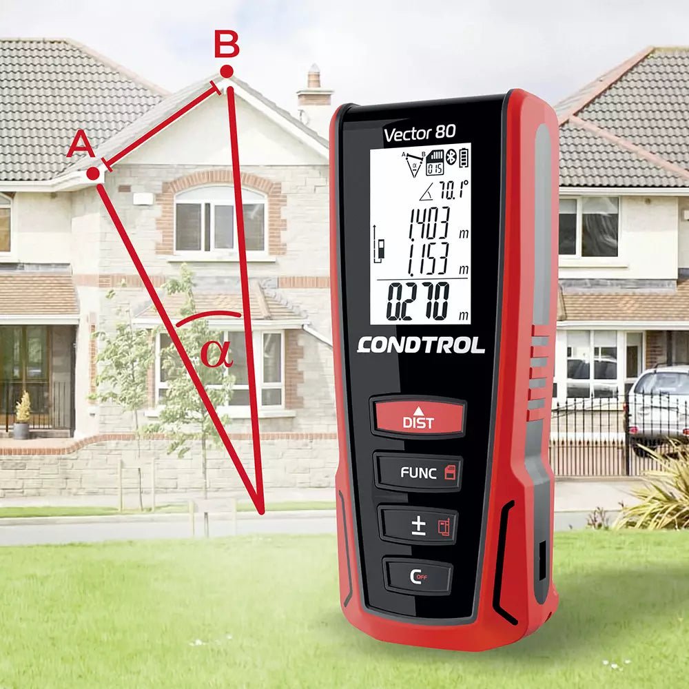 Laser-Entfernungsmesser CONDTROL Vector 80 Pythagoras Bluetooth Speicher