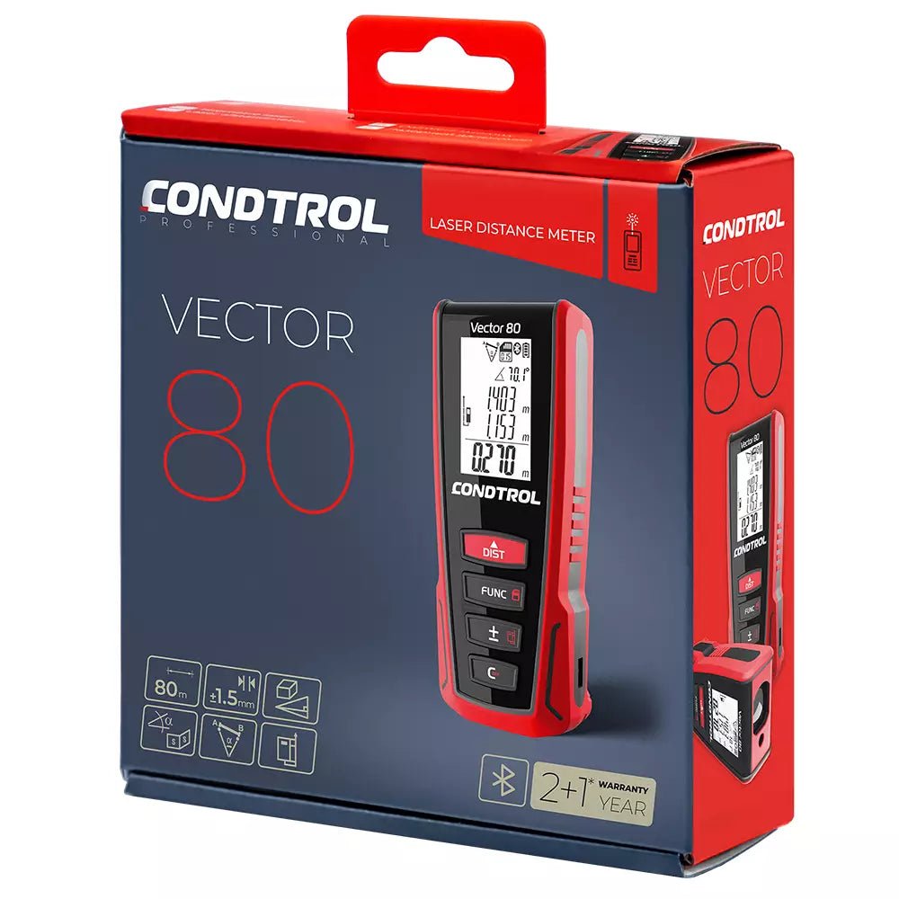 CONDTROL Vector 80 Laserentfernungsmesser mit Speicherfunktion für Messergebnisse, ideal für Dokumentation