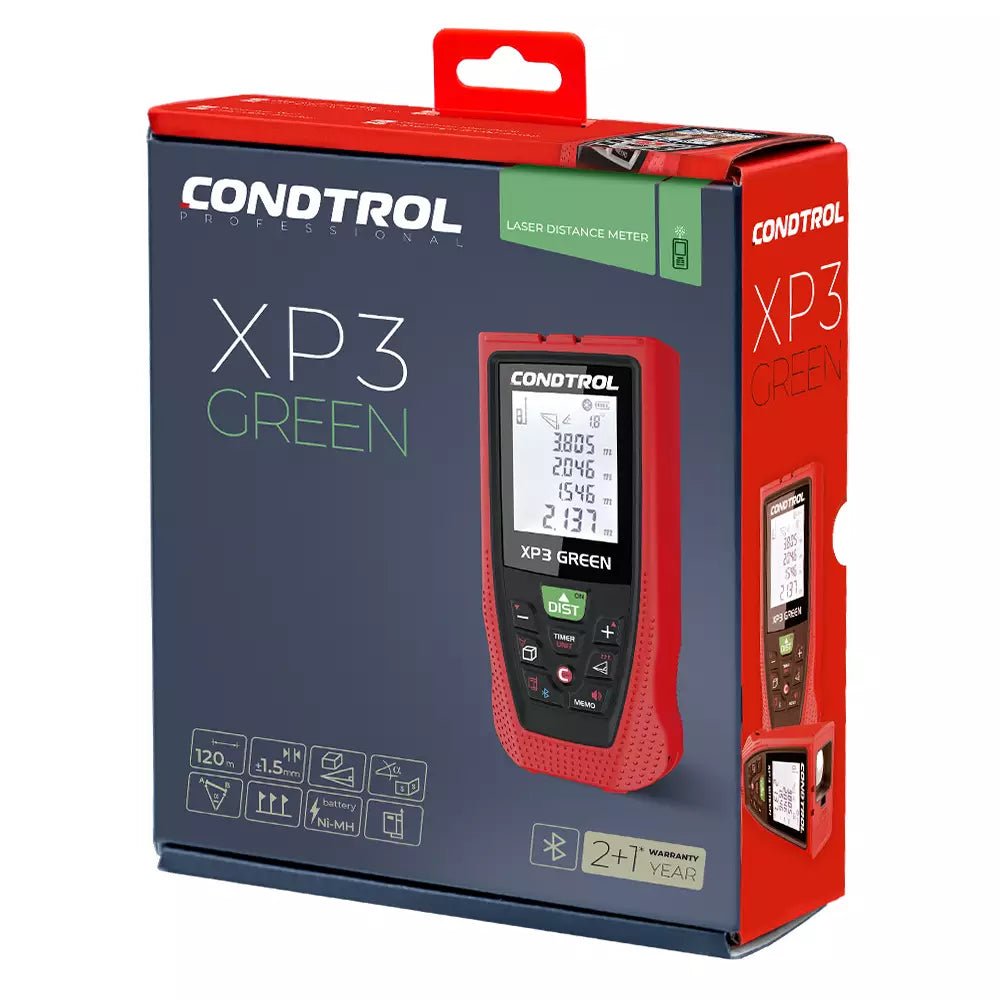 Robuster Laser-Entfernungsmesser CONDTROL XP3 Green für Baustellen