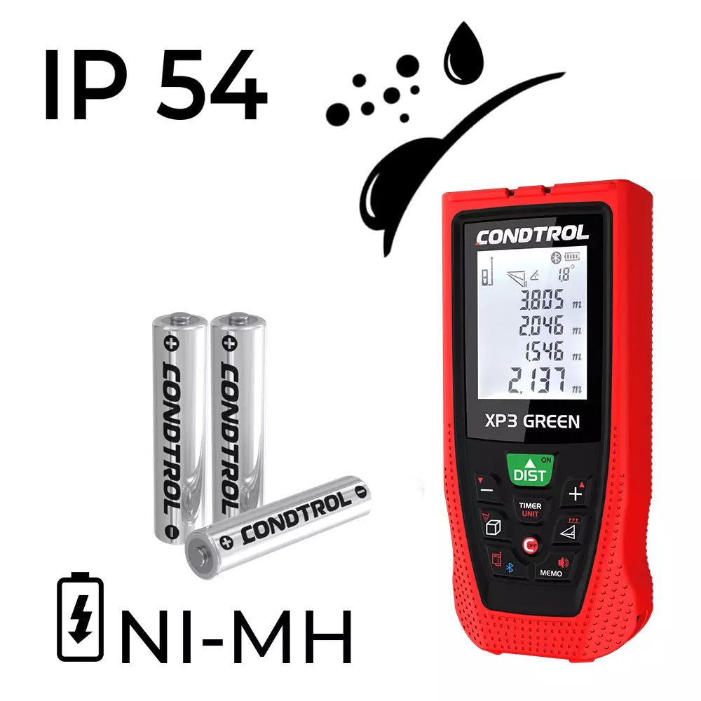 Laser-Entfernungsmesser CONDTROL XP3 Green, Pythagoras, Grüner Laser, Punkt-zu-Punkt